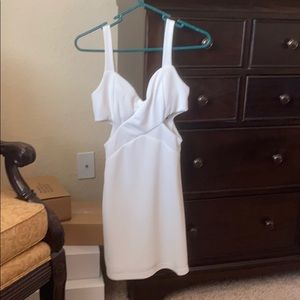 White cocktail dress with side cut outs